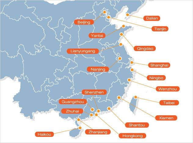 地図の中国のポート