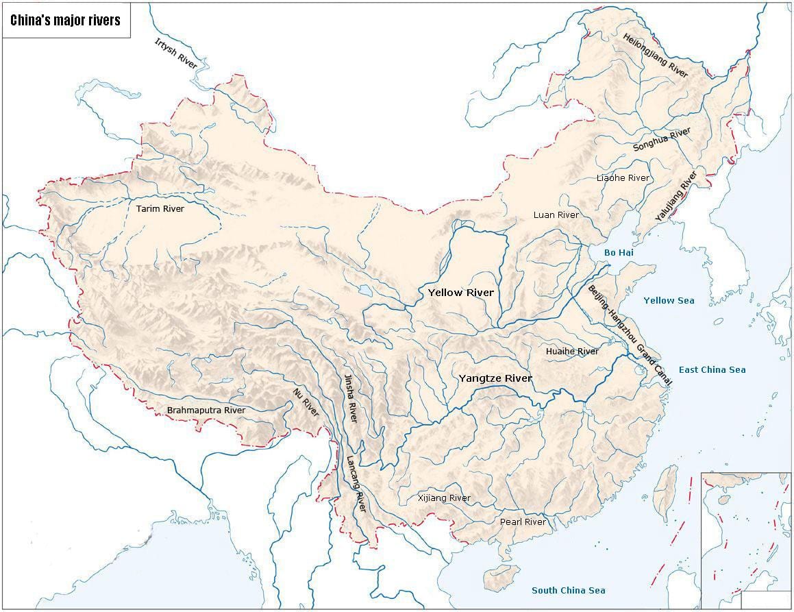 中国の河川の地図