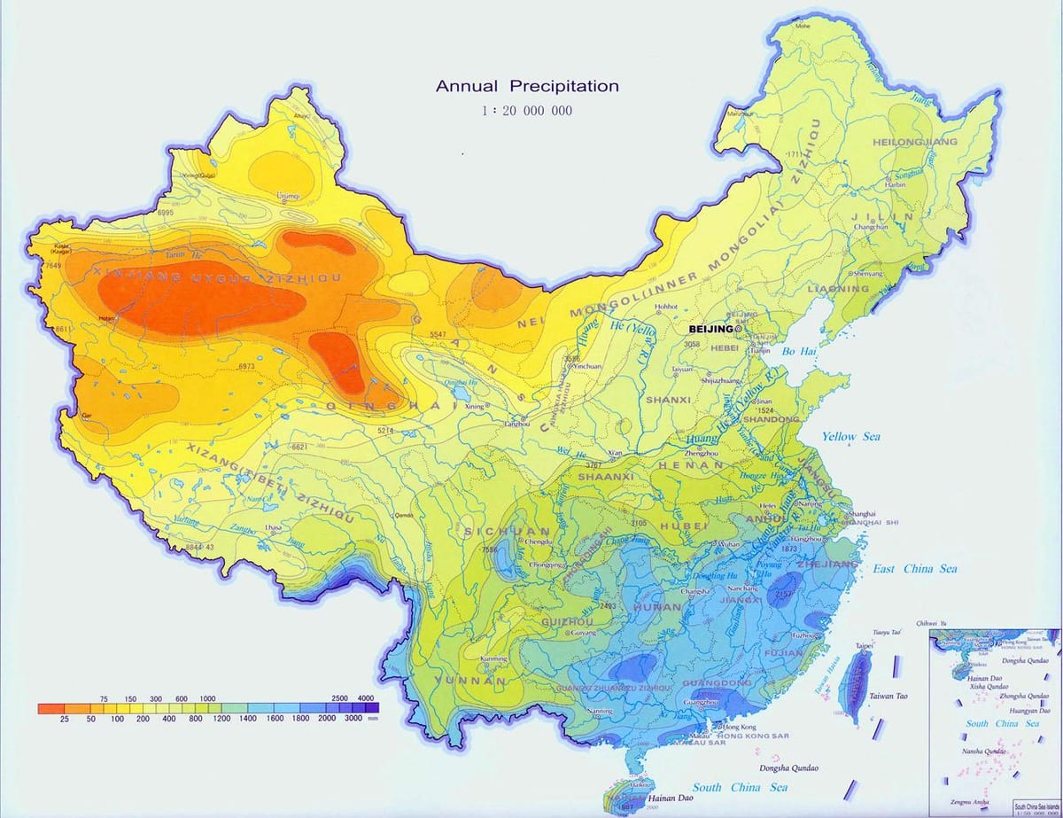 中国の降水マップ