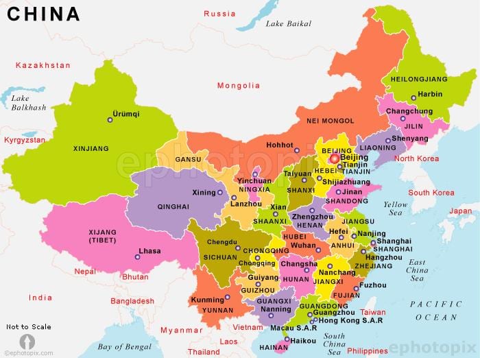 中国の国家の地図