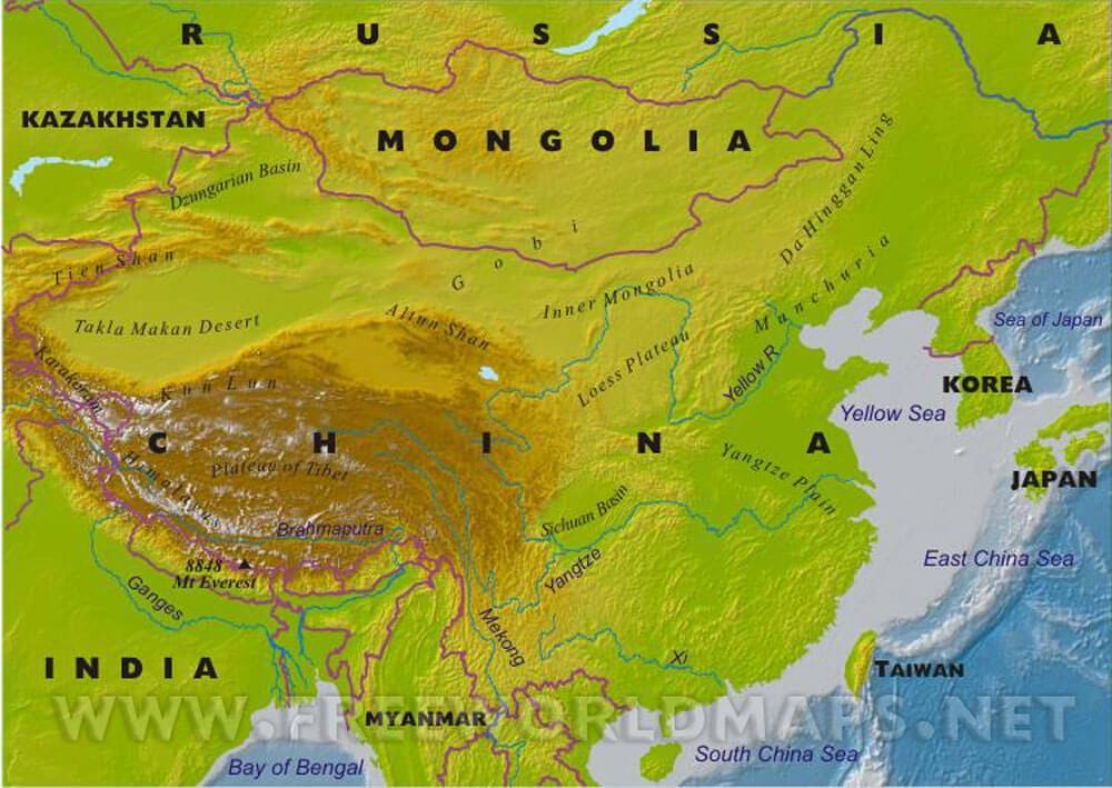 中国物理地図