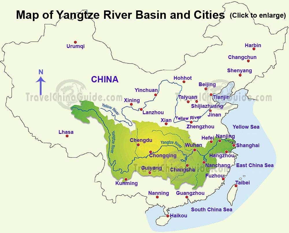 中国長江の地図