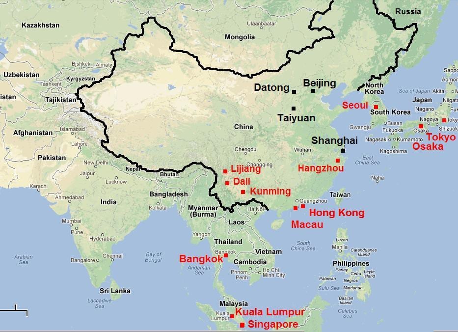 中国南部の地図