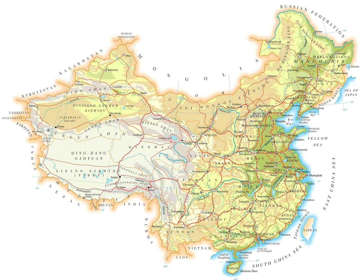 中国-地図-地形