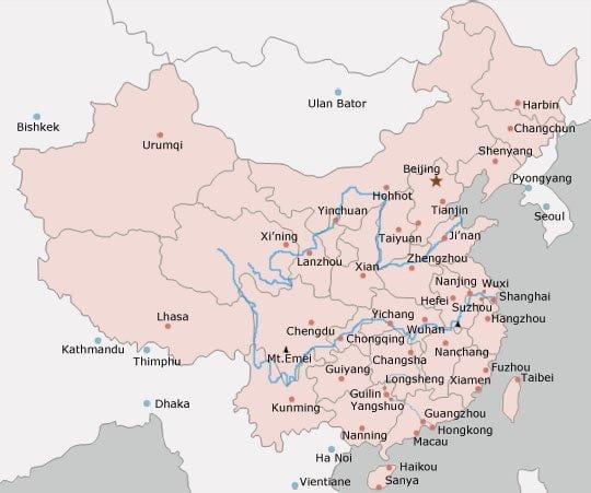 地図中国の都市