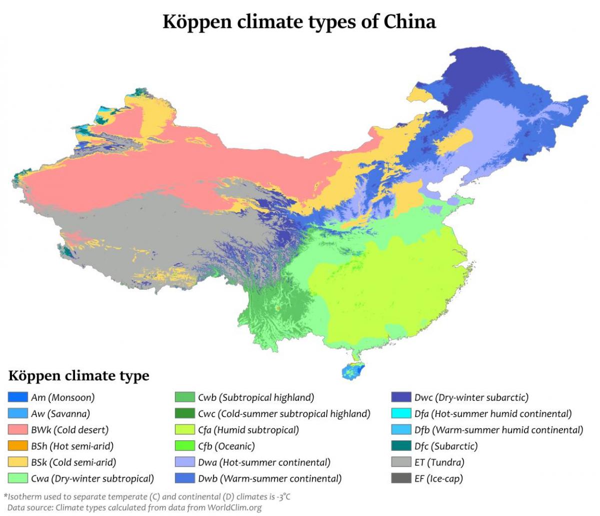 気候地図の中国
