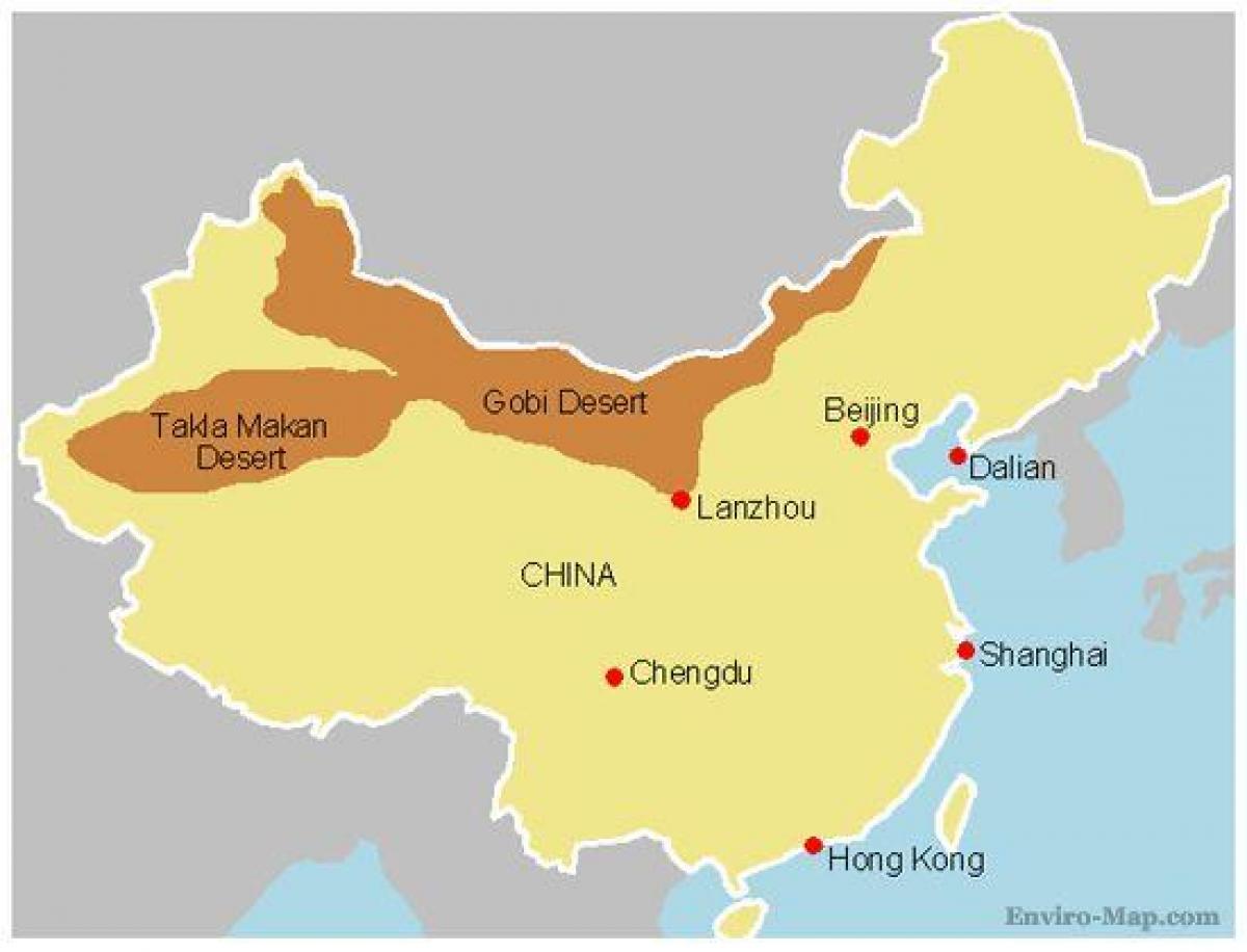 中国ゴビ砂漠地図