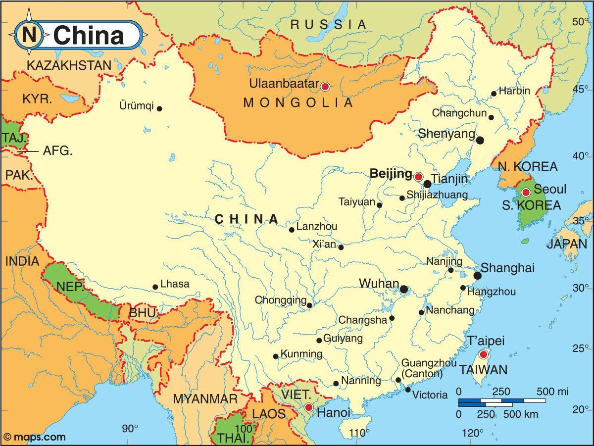 中国南方航地図