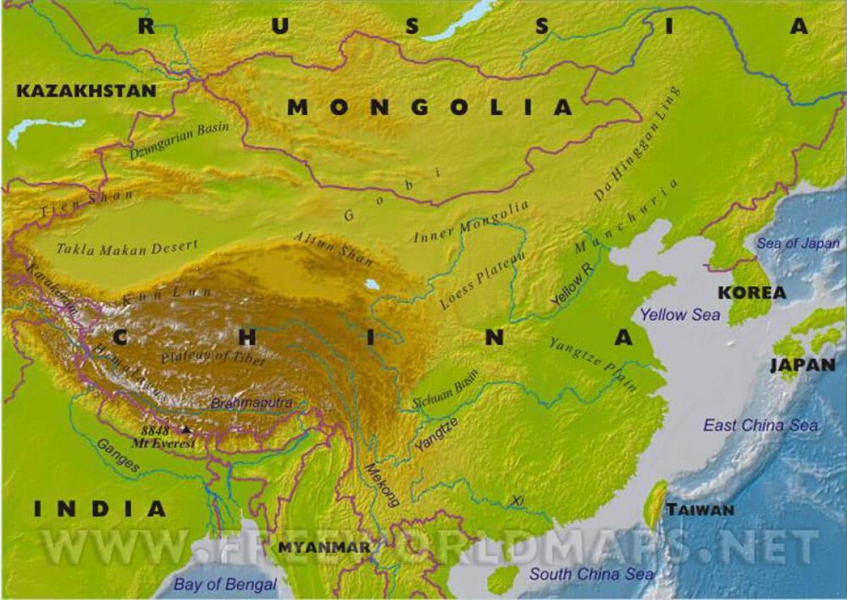 中国物理地図