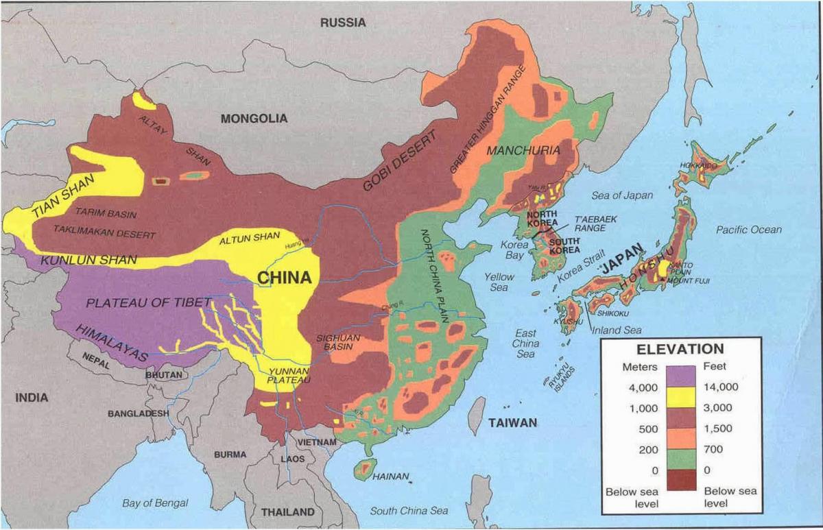 地図中国の砂漠