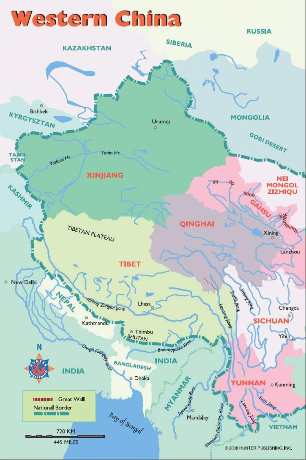 地図の中国西部