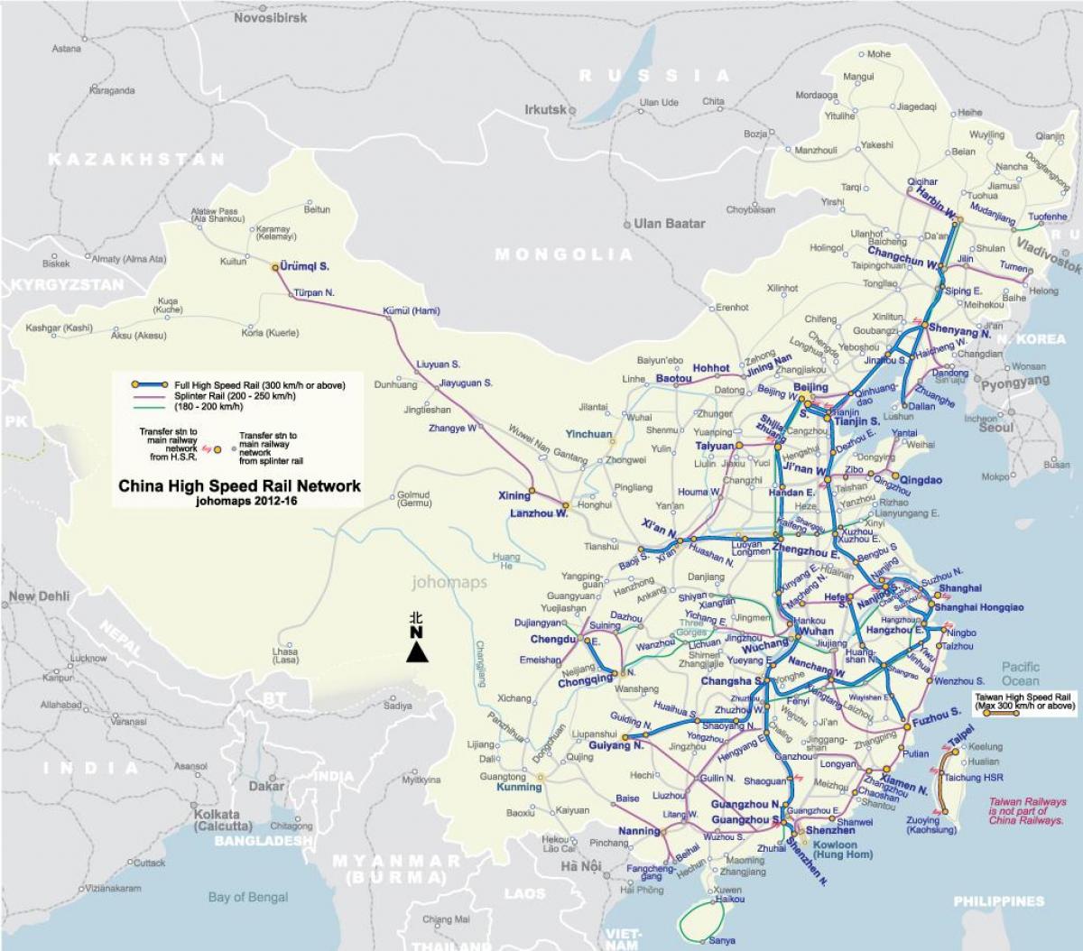 高速鉄道は中国地図