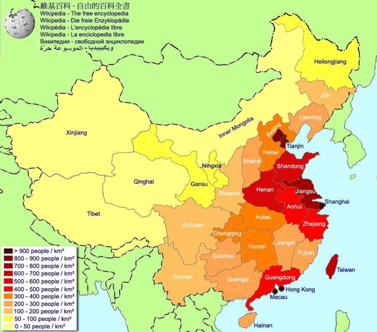 地図の中国の人口