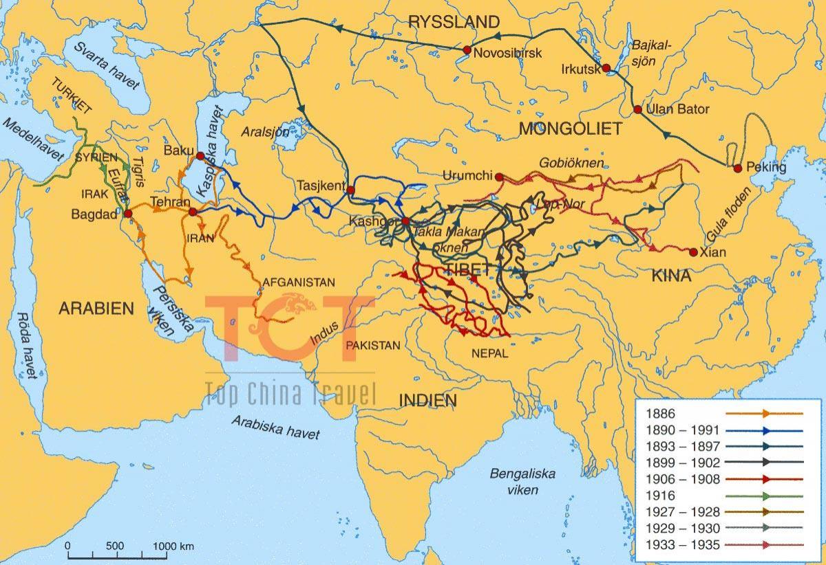 地図のシルクロード古代中国
