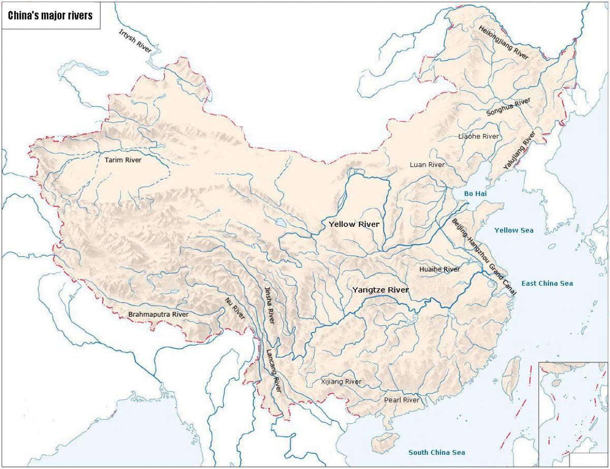 河川での中国地図