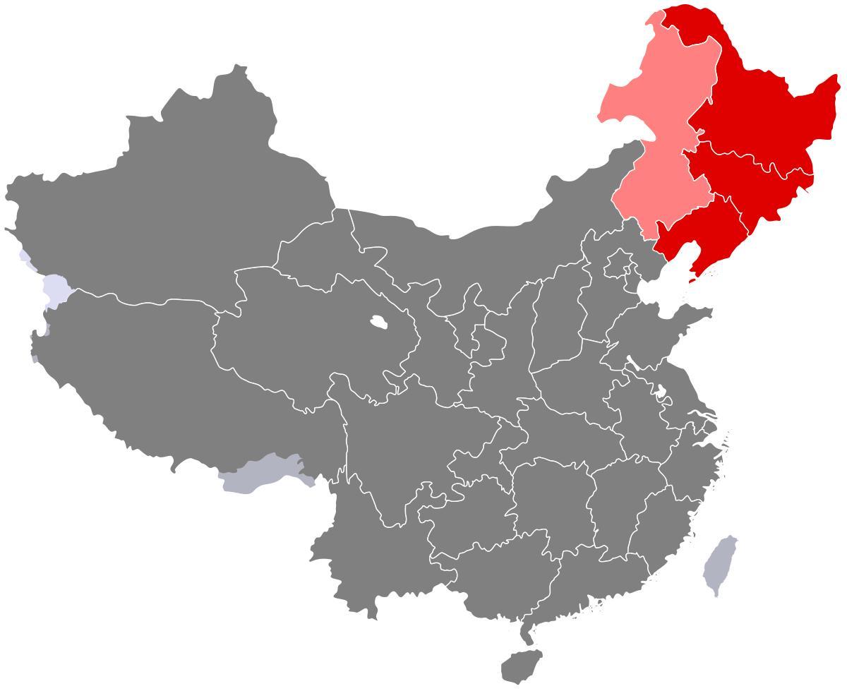 中国東北地方の地図