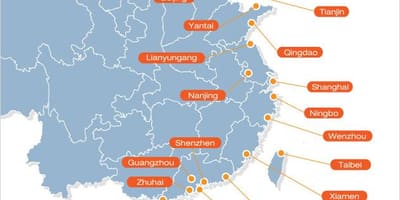 地図の中国のポート