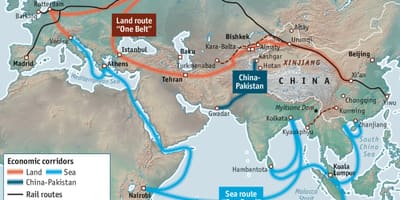 中国-シルクロード-プロジェクトの地図