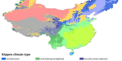 気候地図の中国