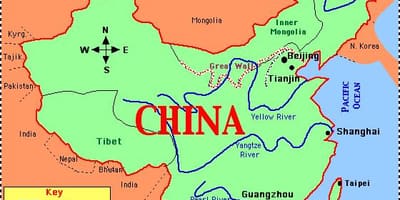 中国地図と河川や山々