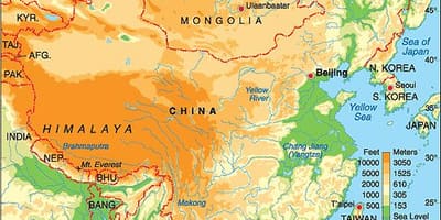 中国標高地図