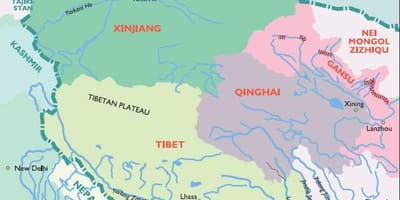 地図の中国西部
