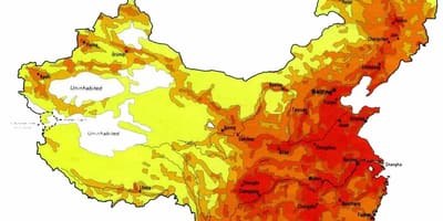 人口密度は中国地図