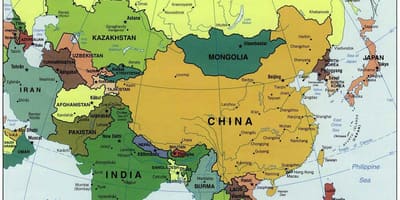 中国や周辺国での地図