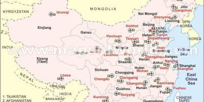 中国国際空港地図